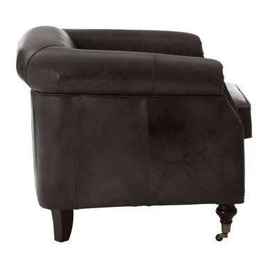 Victor Dark Grey Brown Leather Curved Armchair - Image 7