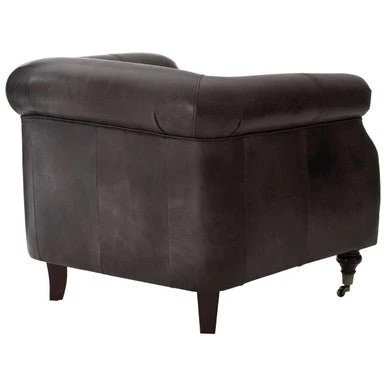 Victor Dark Grey Brown Leather Curved Armchair - Image 8
