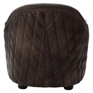 Victor Dark Grey Brown Leather Tub Chair - Image 11