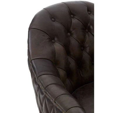 Victor Dark Grey Brown Leather Tub Chair - Image 12