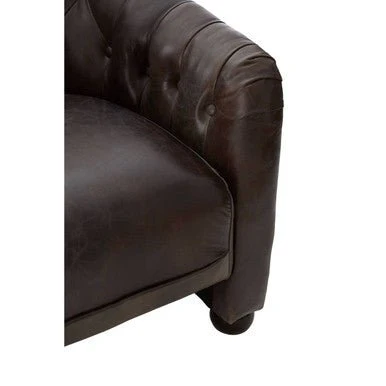 Victor Dark Grey Brown Leather Tub Chair - Image 13