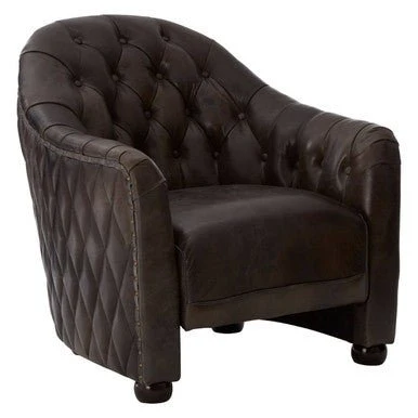 Victor Dark Grey Brown Leather Tub Chair - Image 15