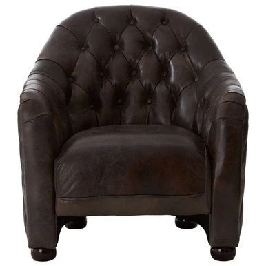 Victor Dark Grey Brown Leather Tub Chair - Image 5