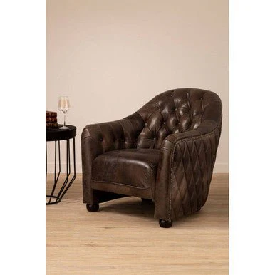 Victor Dark Grey Brown Leather Tub Chair - Image 8