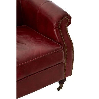 Victor Deep Red Leather Armchair - Image 11