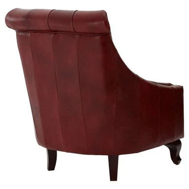 Victor Deep Red Leather Lounge Chair with Tufted Back - Image 9
