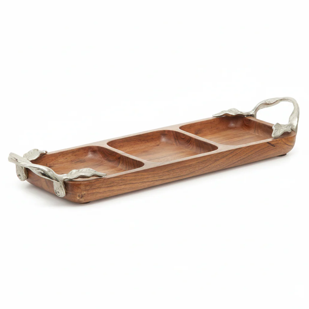 Vine  Acacia Wood 3 Section Serving Dish