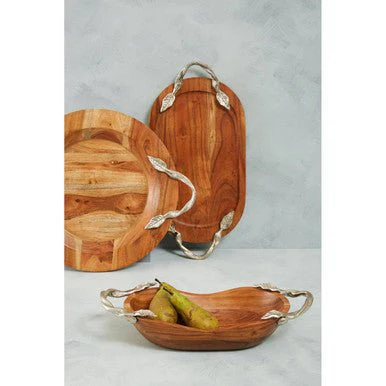 Vine Acacia Wood Large Oval Bowl - Image 10