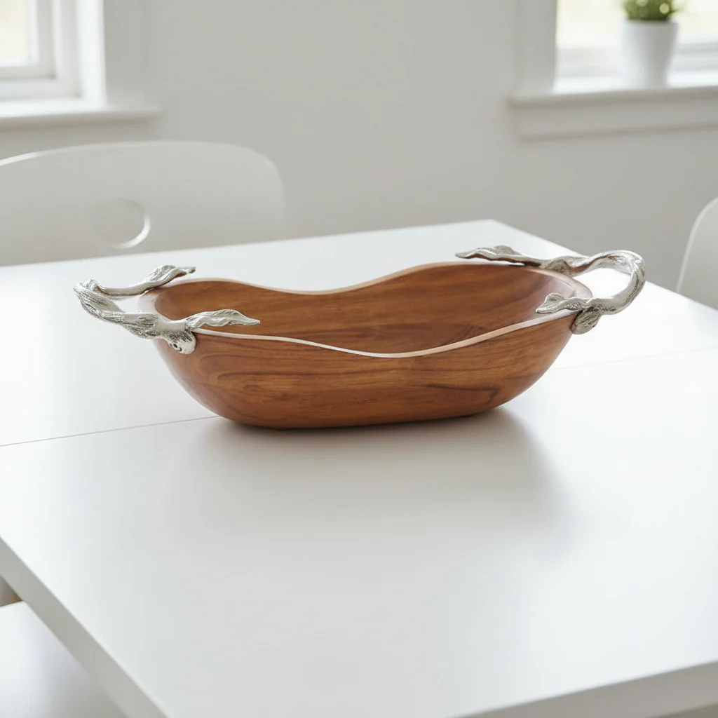 Vine Acacia Wood Large Oval Bowl - Image 3