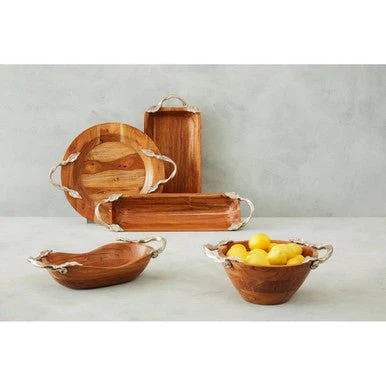 Vine Acacia Wood Large Oval Bowl - Image 9