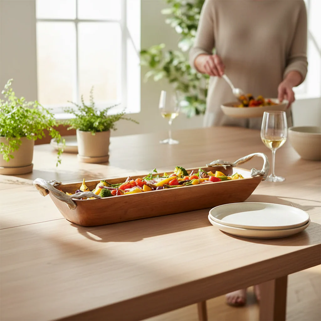 Vine Acacia Wood Large Rectangular Serving Dish - Image 2