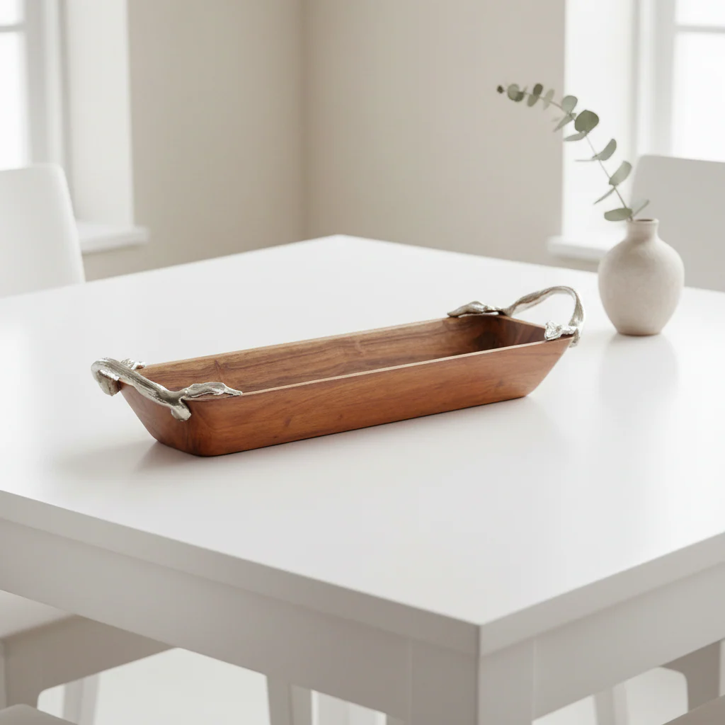 Vine Acacia Wood Large Rectangular Serving Dish - Image 3