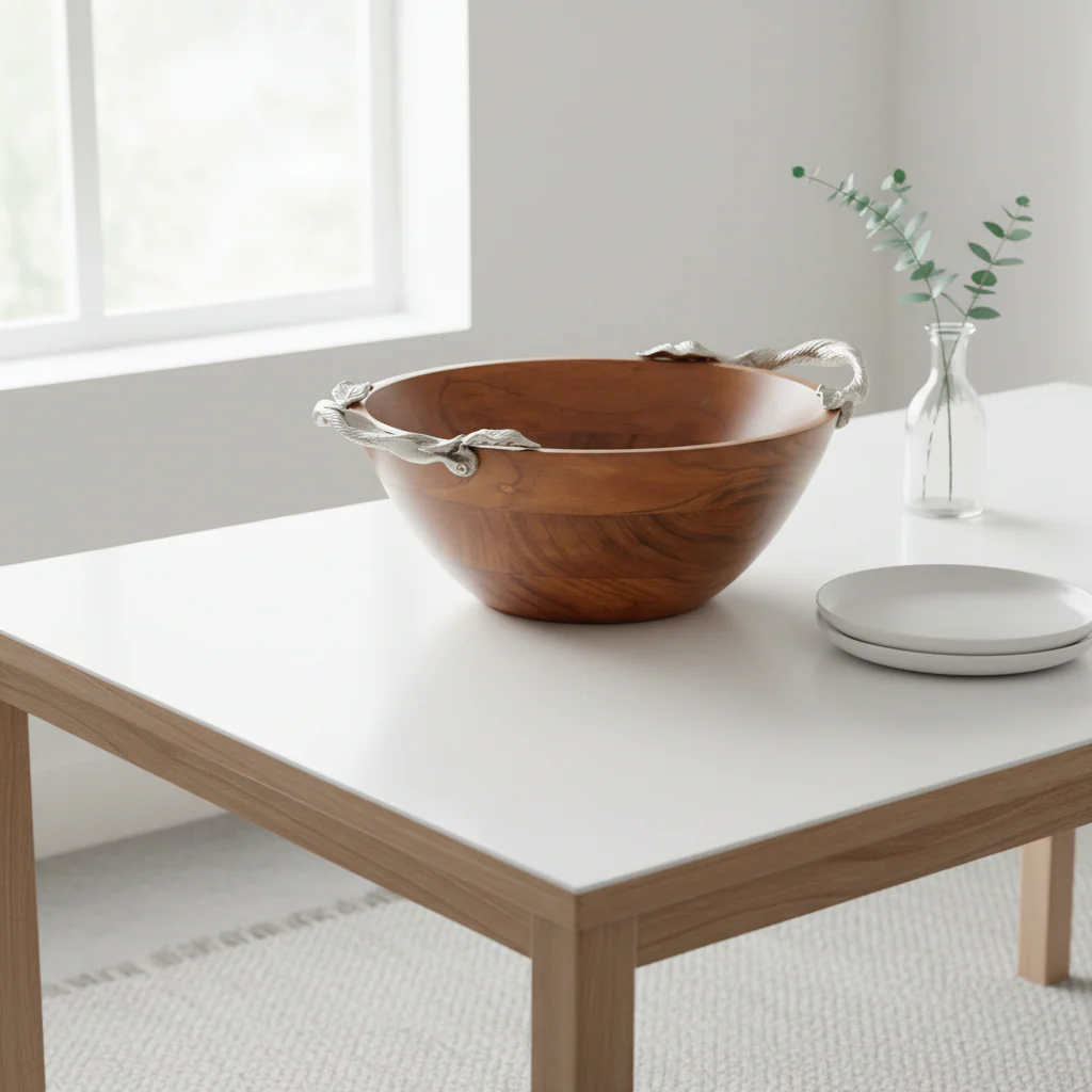 Vine  Acacia Wood Large Round Bowl - Image 3