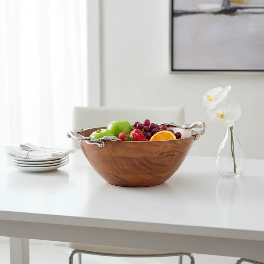 Vine  Acacia Wood Large Round Bowl - Image 4