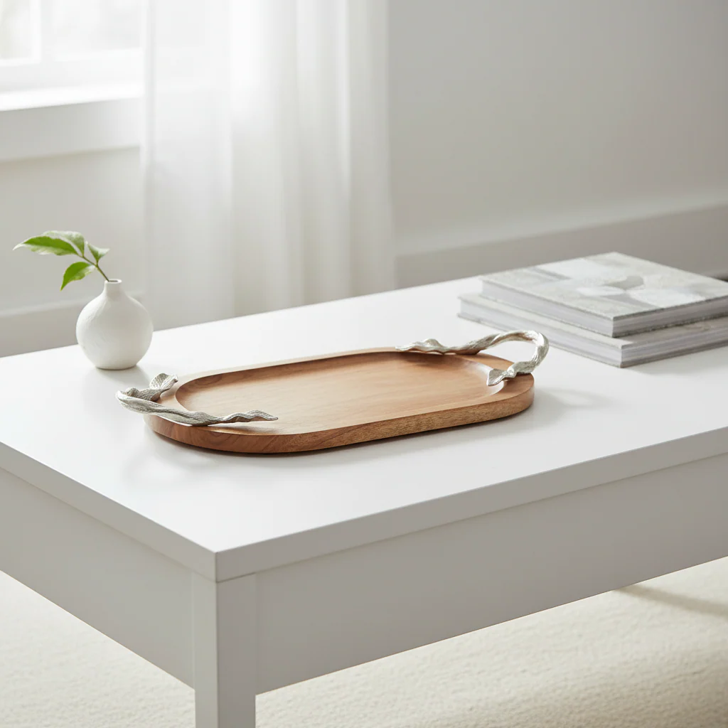 Vine Acacia Wood Oval Serving Tray - Image 3