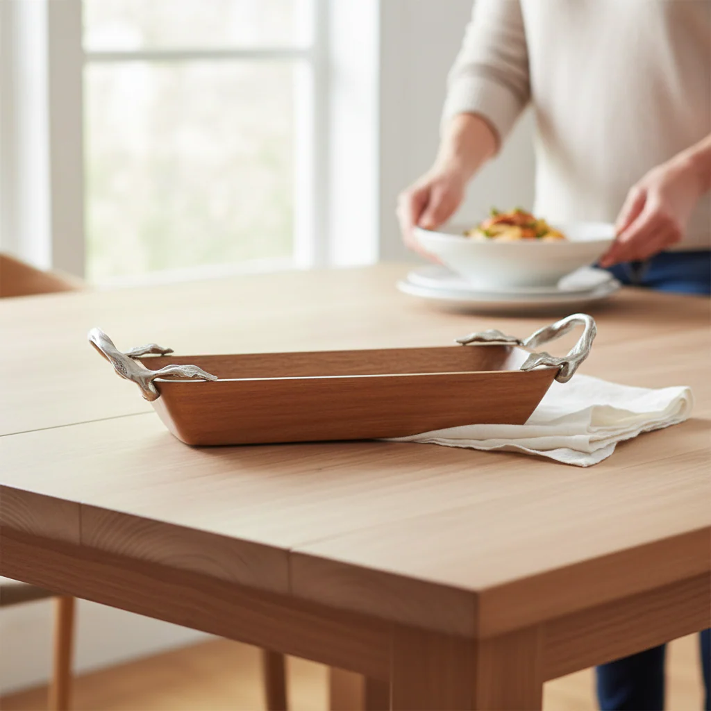 Vine Acacia Wood Small Rectangular Serving Dish - Image 2