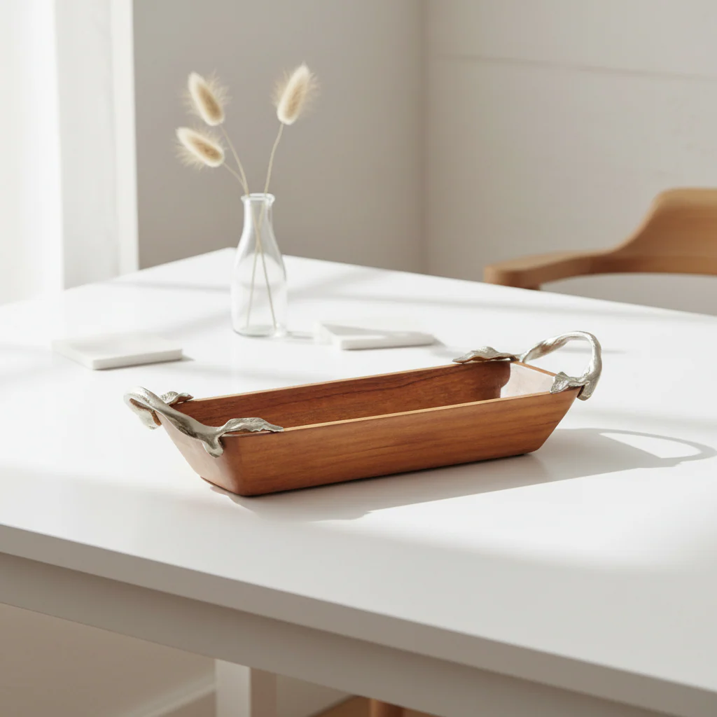 Vine Acacia Wood Small Rectangular Serving Dish - Image 3