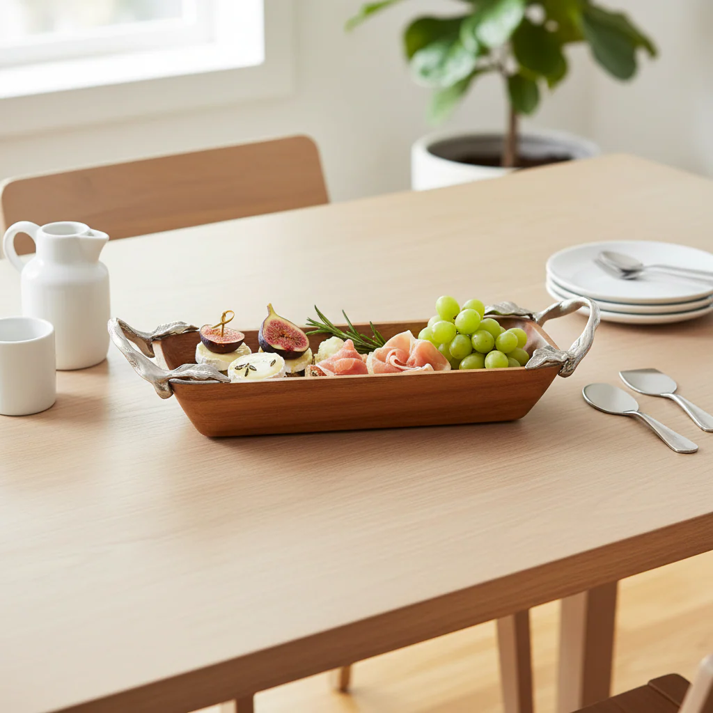 Vine Acacia Wood Small Rectangular Serving Dish - Image 4