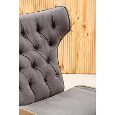 Vinsi Dark Grey Velvet Chair with Winged Back - Image 10
