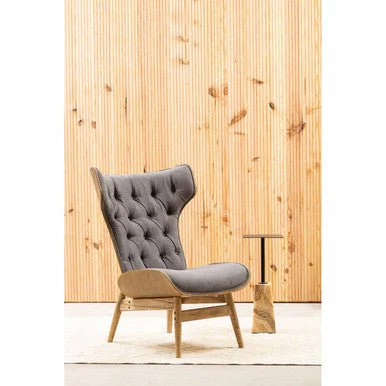 Vinsi Dark Grey Velvet Chair with Winged Back - Image 6