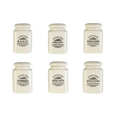 Vintage Home Set Of Six Cream Spice Jars - Image 10