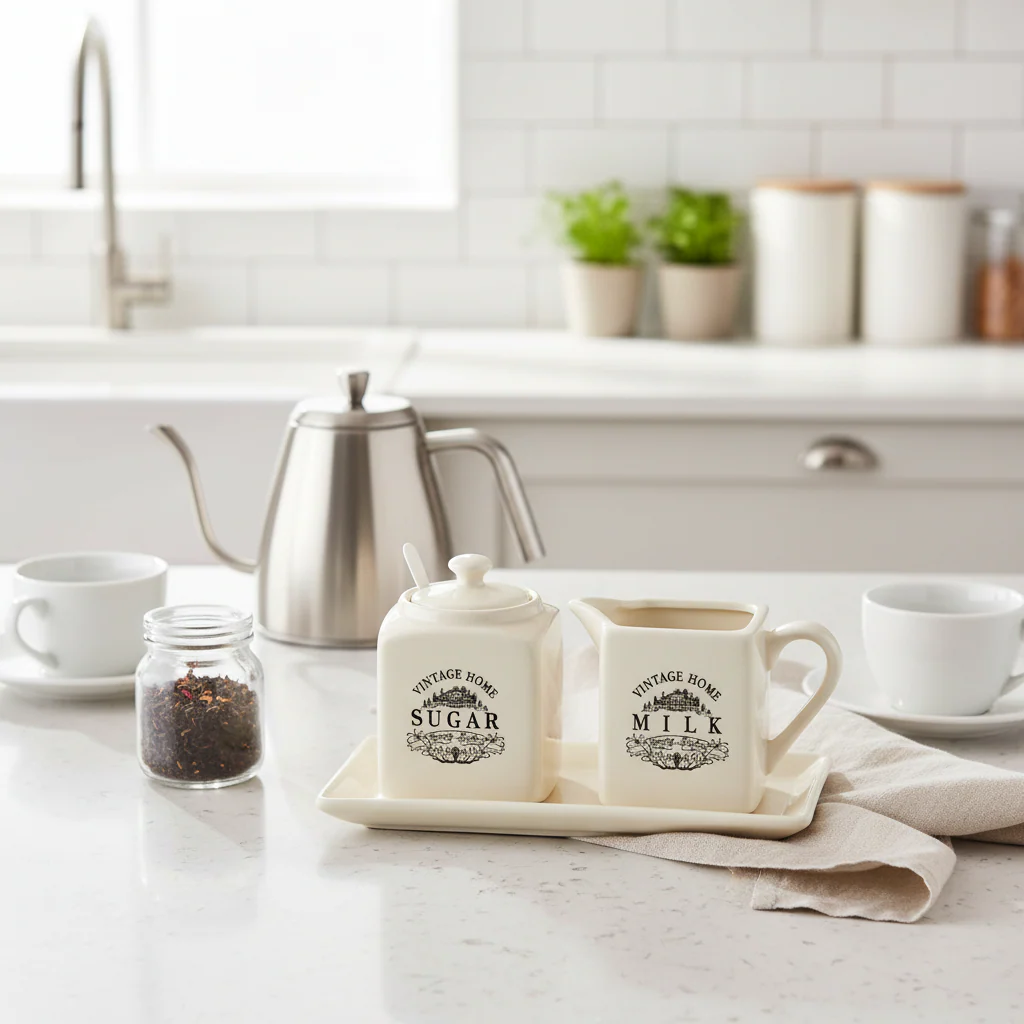 Vintage Home Square Cream Sugar And Milk Set - Image 4