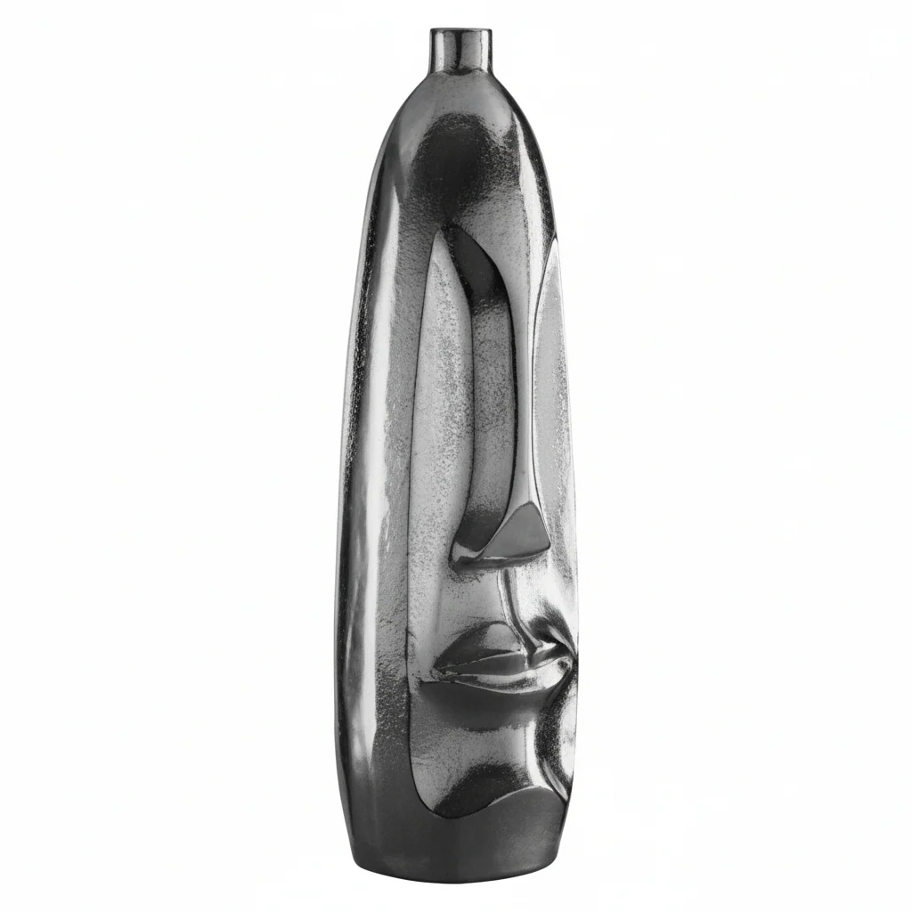 Viso Silver Finish Large Tall Vase