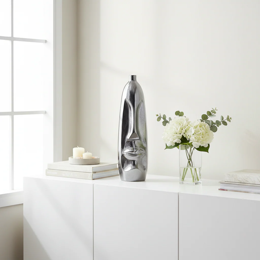 Viso Silver Finish Large Tall Vase - Image 4