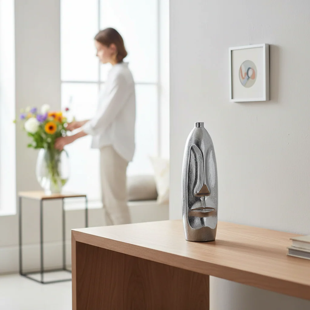 Viso Small Silver Finish Tall Vase - Image 2