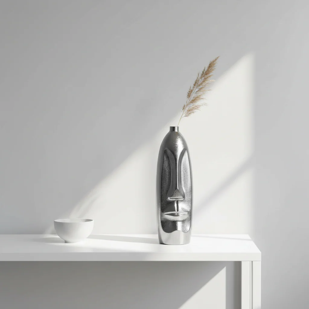 Viso Small Silver Finish Tall Vase - Image 3