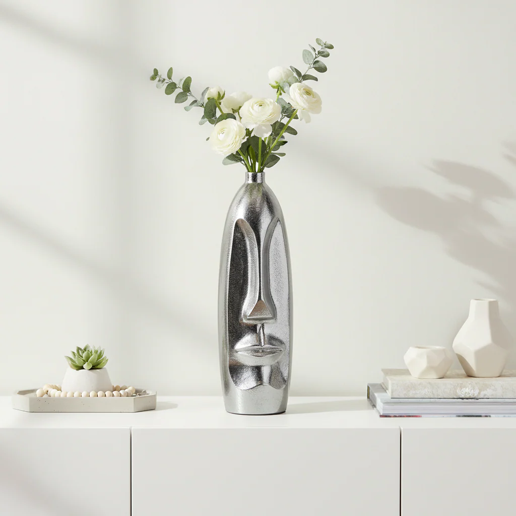 Viso Small Silver Finish Tall Vase - Image 4