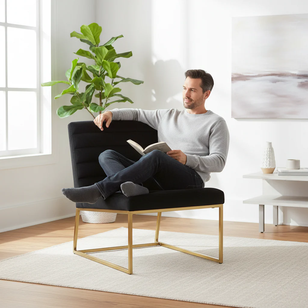 Vogue Black and Gold Lounge Chair - Image 2