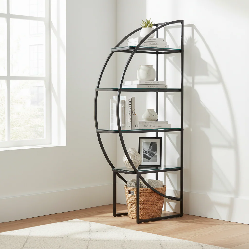 Vogue Left Half Moon Black Shelf Unit - Image 4