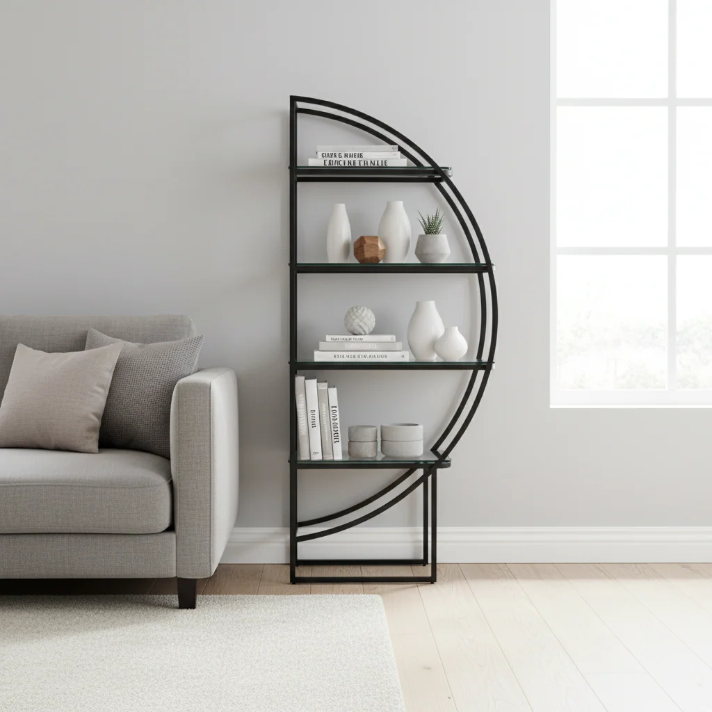 Vogue Right Half Moon Black Shelf Unit - Image 4