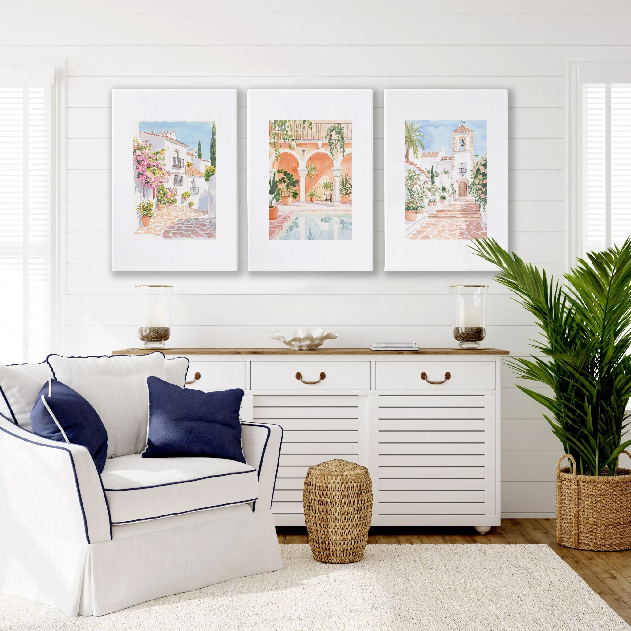 Wall Art Decor Living Room | Set of 3 Beach Decor Wall art Prints - Image 2