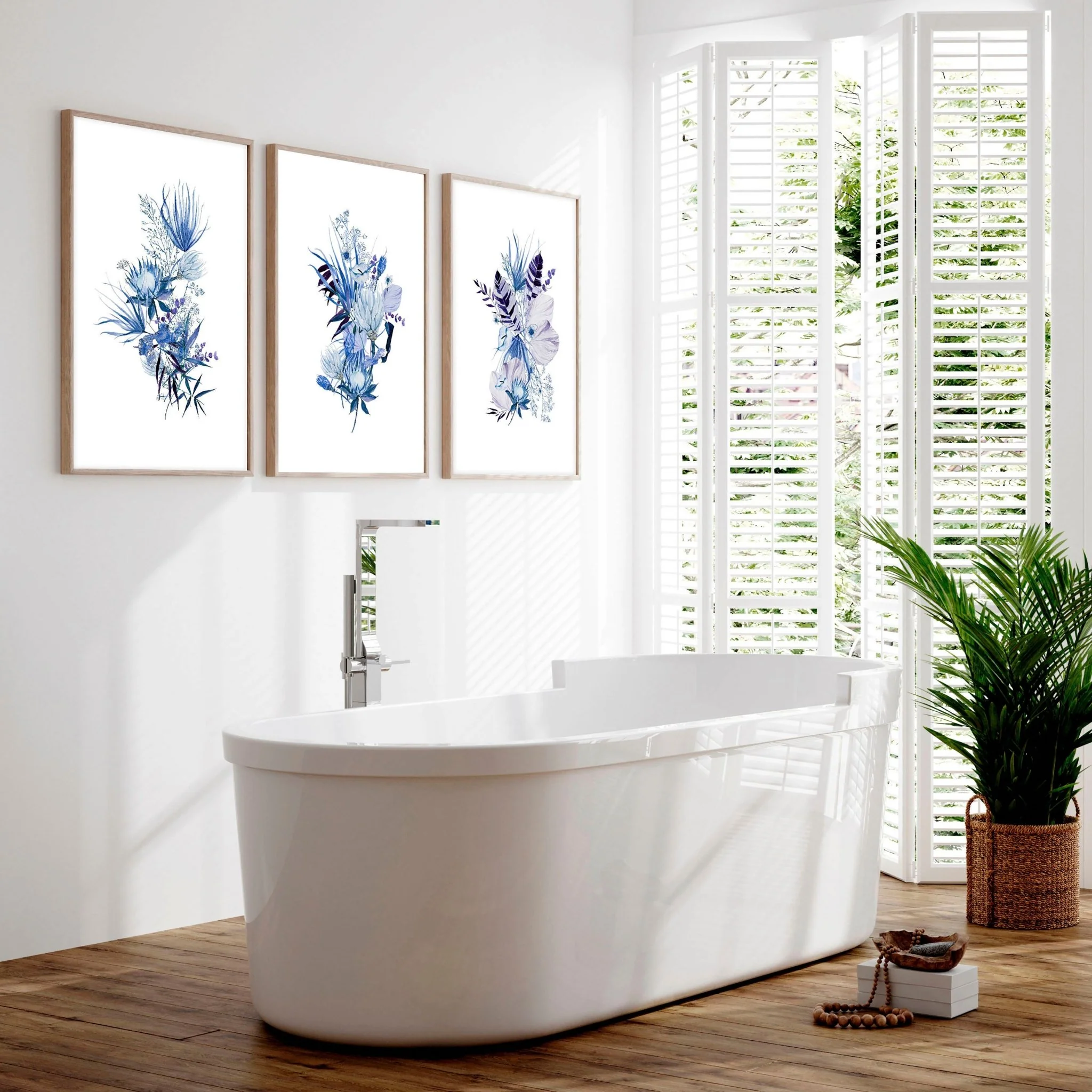 Wall art for bathroom | set of 3 Farmhouse Botanical wall art - Image 3