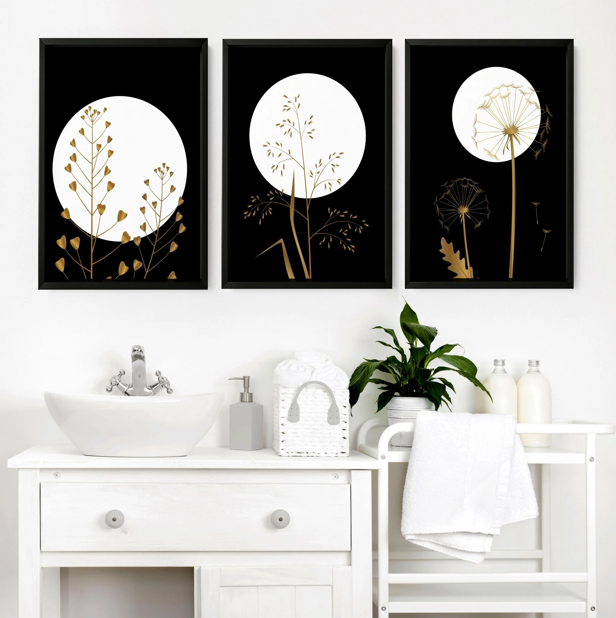 Wall art for bathrooms uk | set of 3 bathroom wall decor - Image 2
