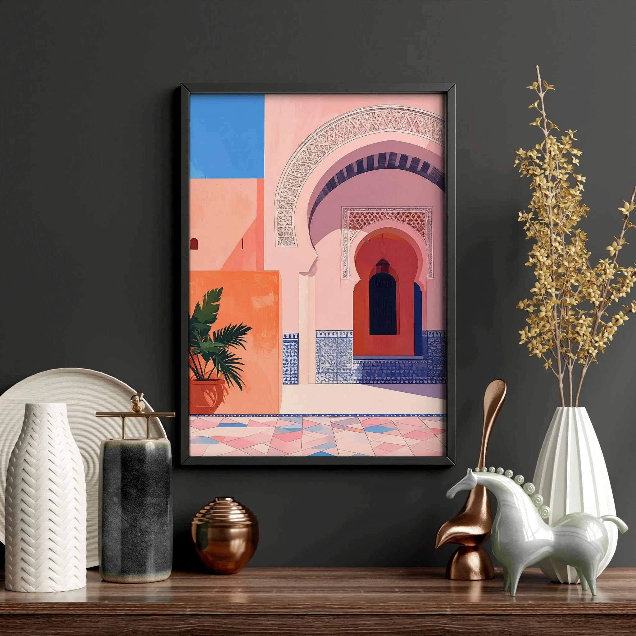 Wall Art For Living Room Framed | Set of 3 Moroccan Inspired Wall art Prints - Image 4