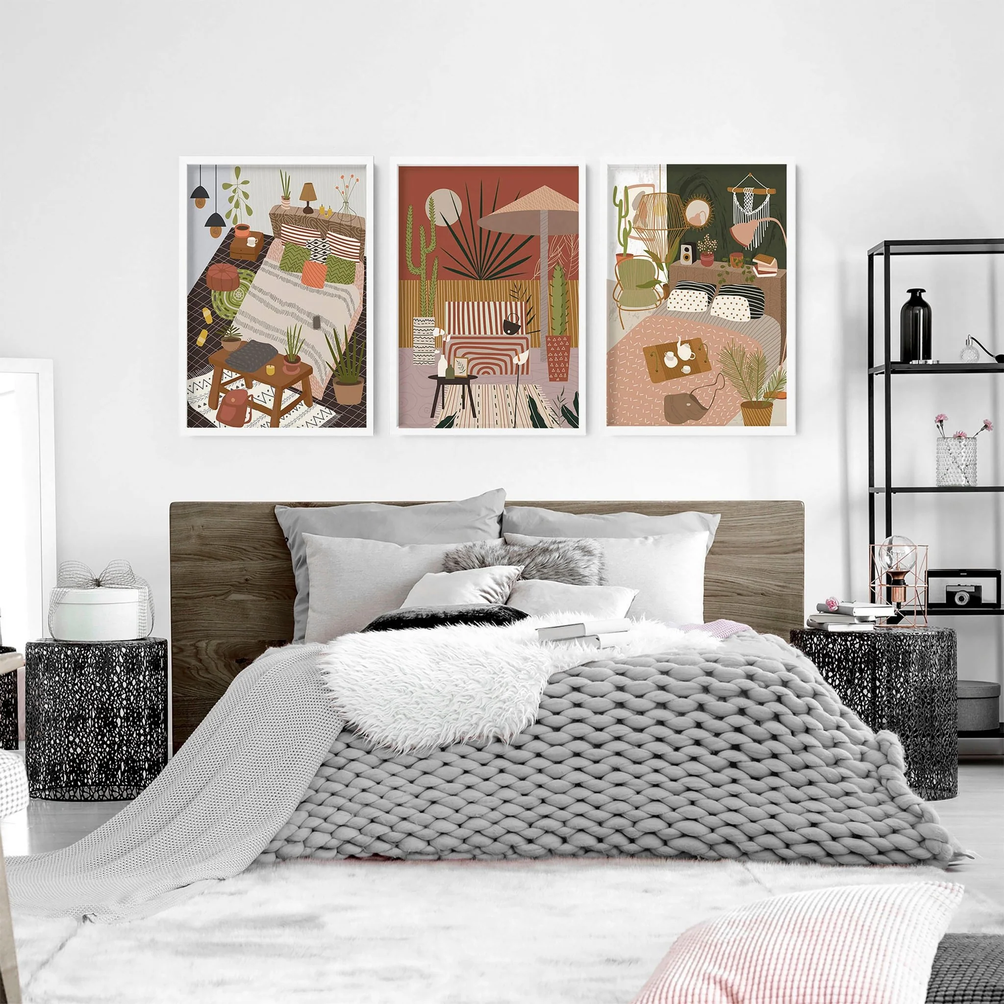 Wall art for the bedroom | set of 3 Bohemian wall art prints - Image 2