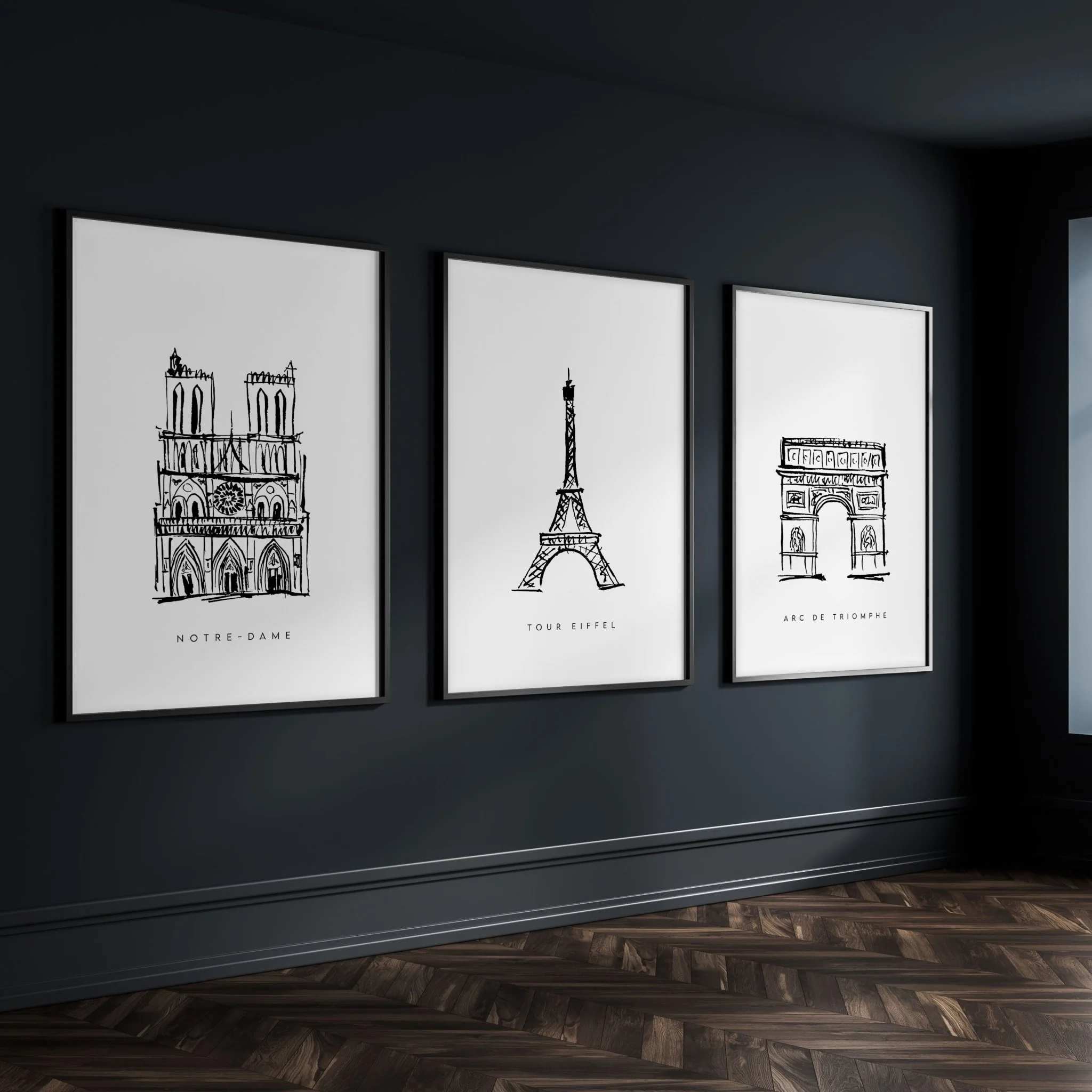 Wall Art Framed For Living Room | Set of 3 Paris Landmarks Wall art Prints - Image 3