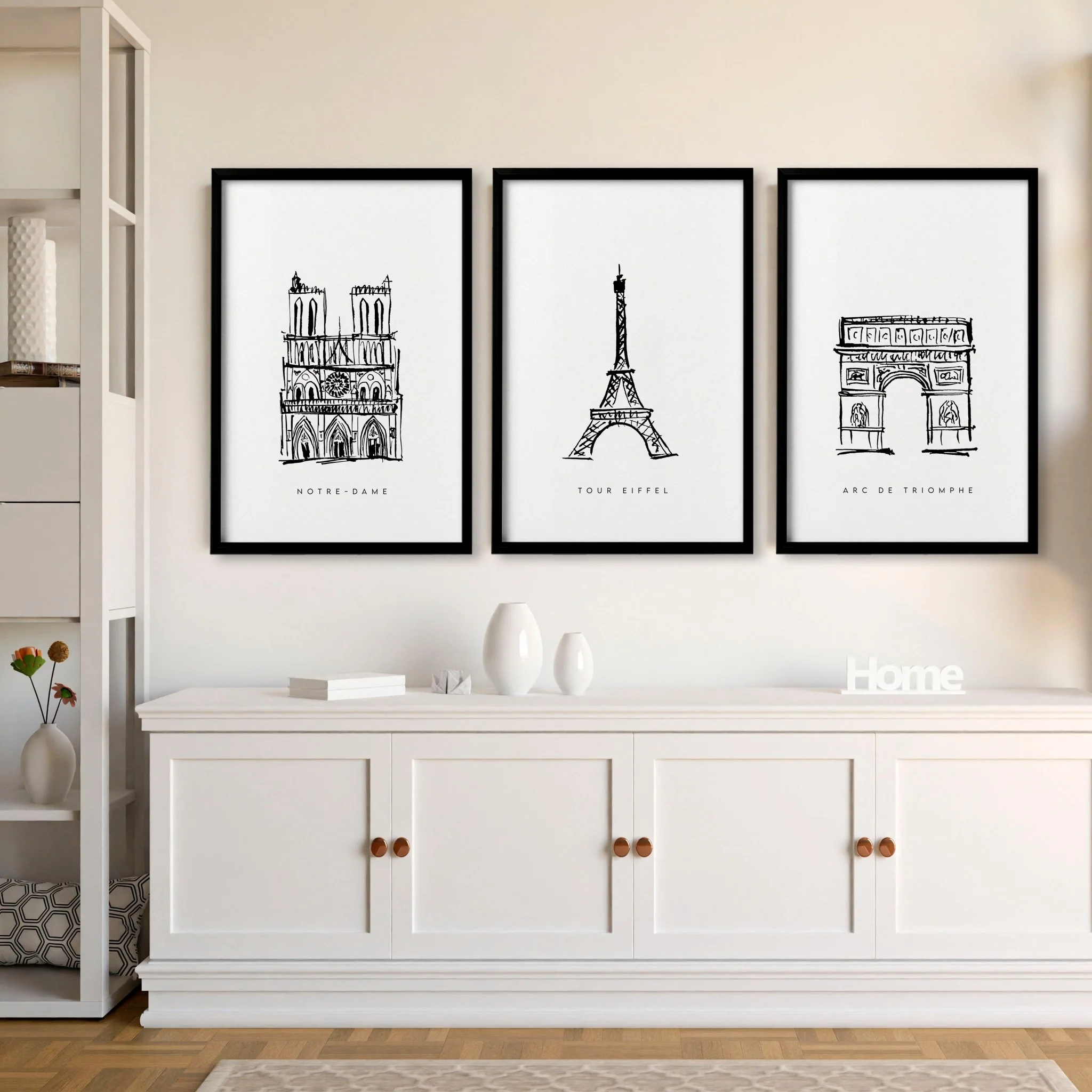 Wall Art Framed For Living Room | Set of 3 Paris Landmarks Wall art Prints - Image 4