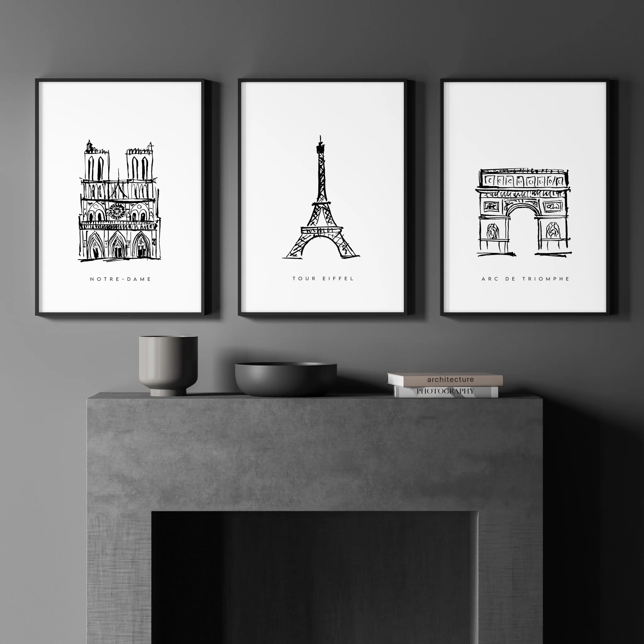 Wall Art Framed For Living Room | Set of 3 Paris Landmarks Wall art Prints - Image 5