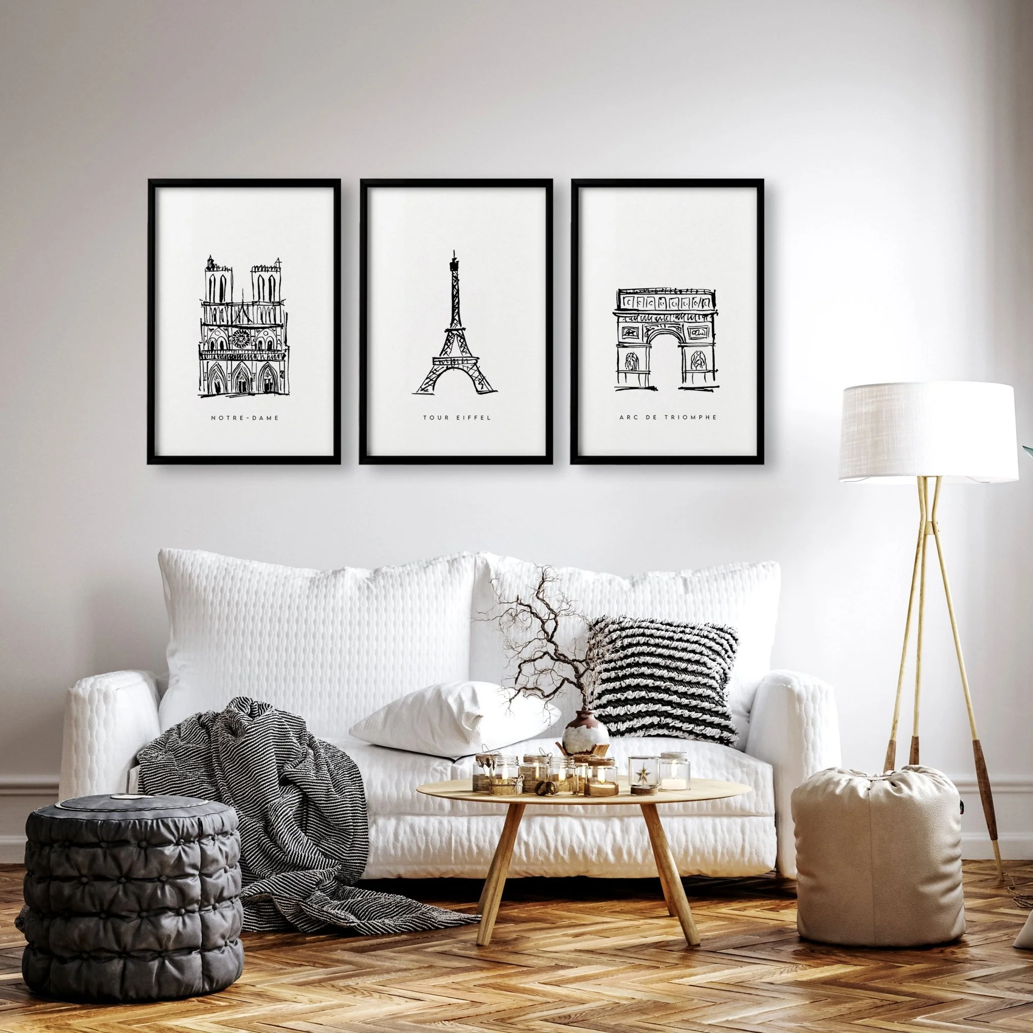 Wall Art Framed For Living Room | Set of 3 Paris Landmarks Wall art Prints - Image 7