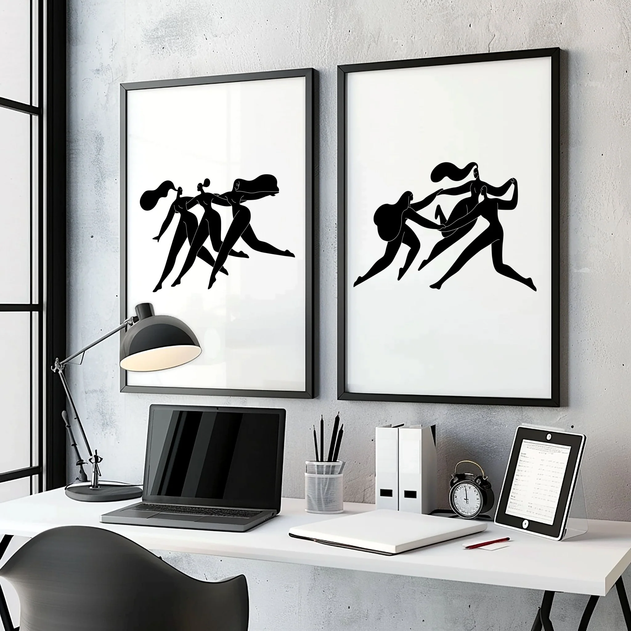 Wall Art Framed | Set of 2 Boho Women Wall art Prints