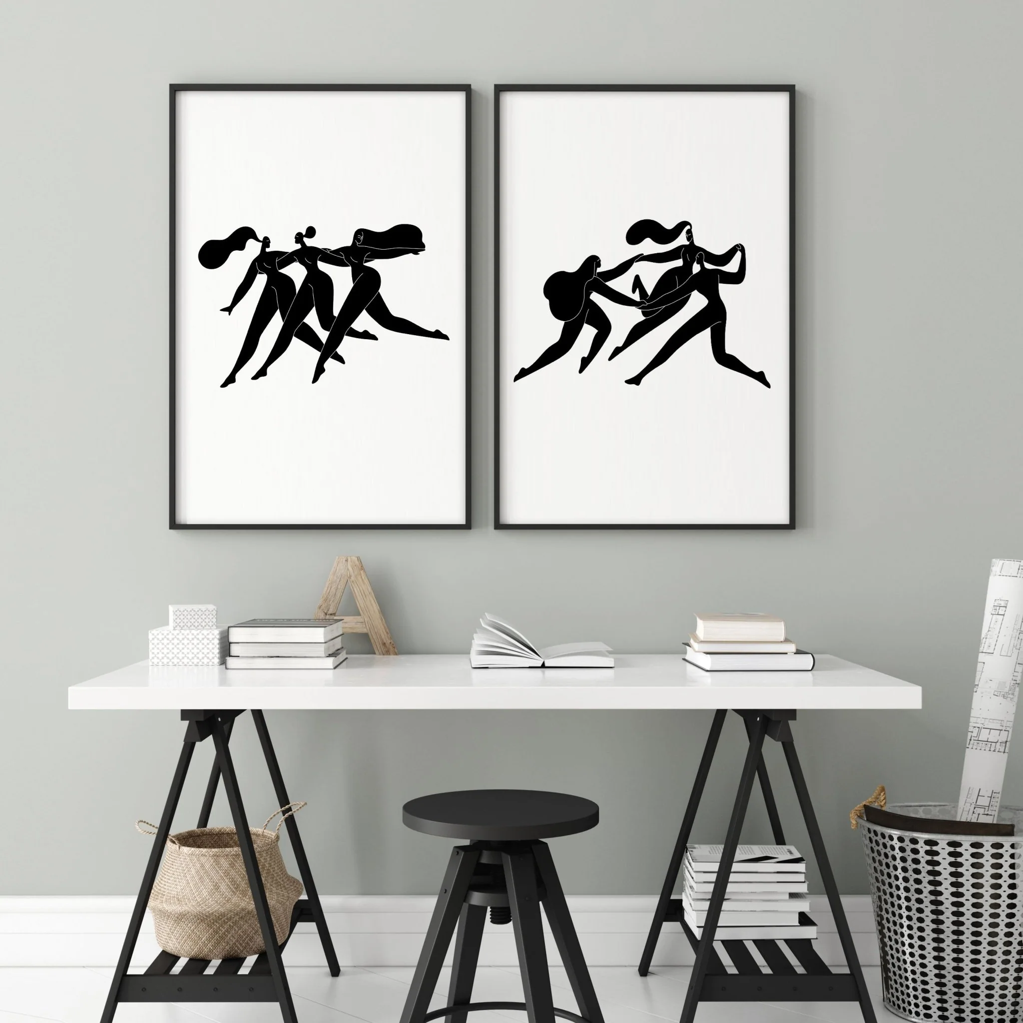 Wall Art Framed | Set of 2 Boho Women Wall art Prints - Image 2