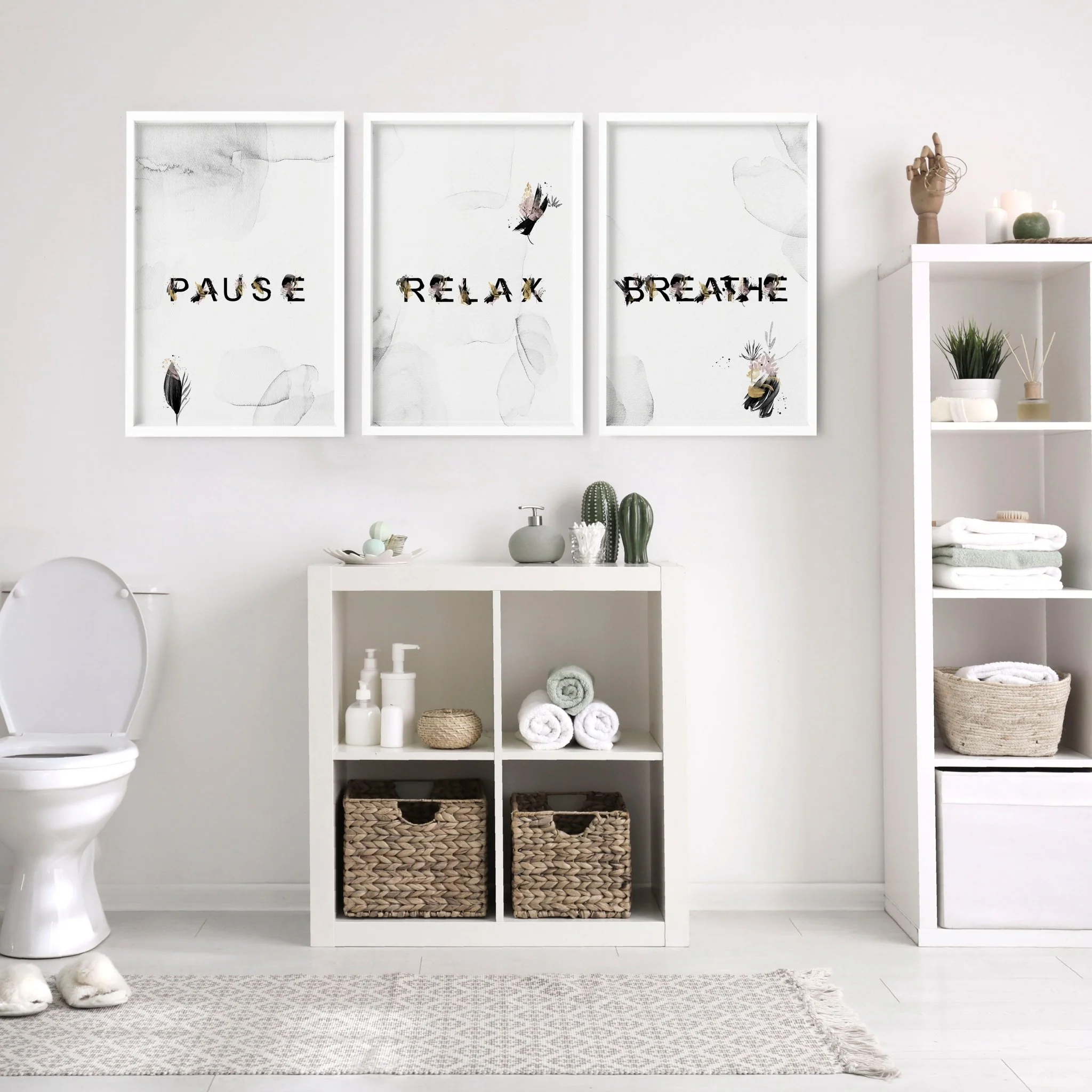 Wall art in bathroom | set of 3 Relaxing art prints - Image 4