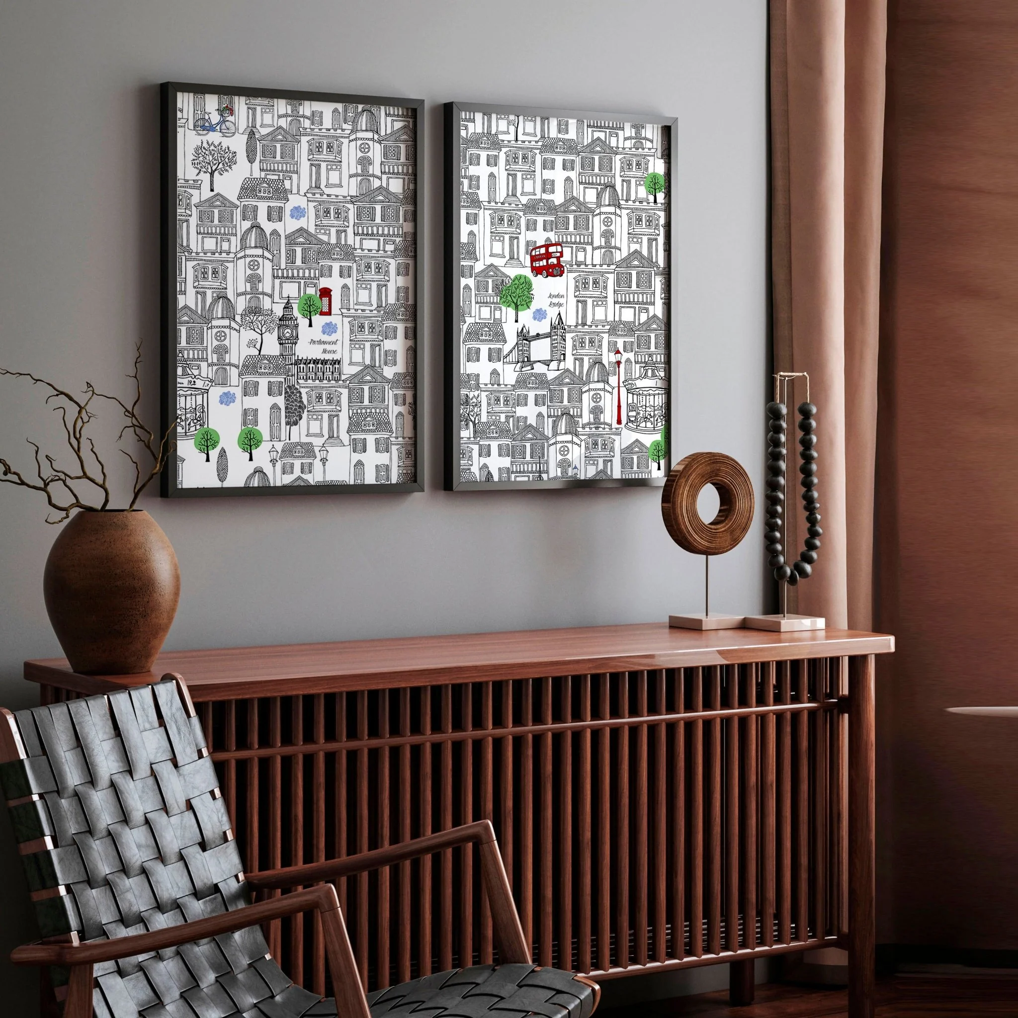 Wall art London | Set of 2 framed travel posters - Image 2