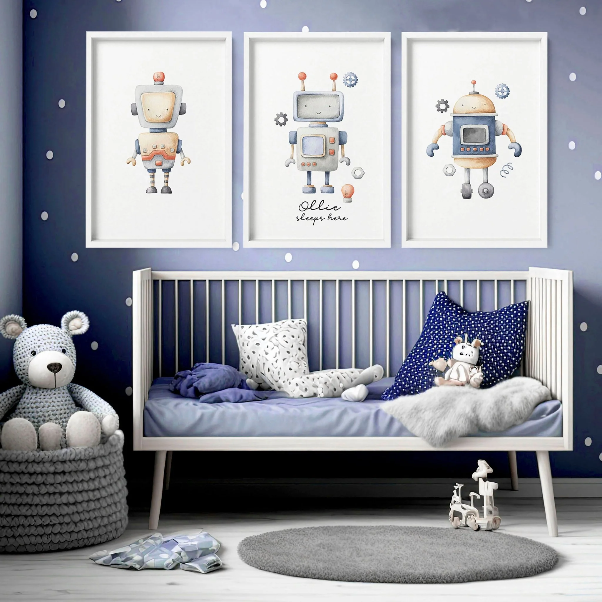 Wall art nursery | set of 3 vintage Robots art prints - Image 2