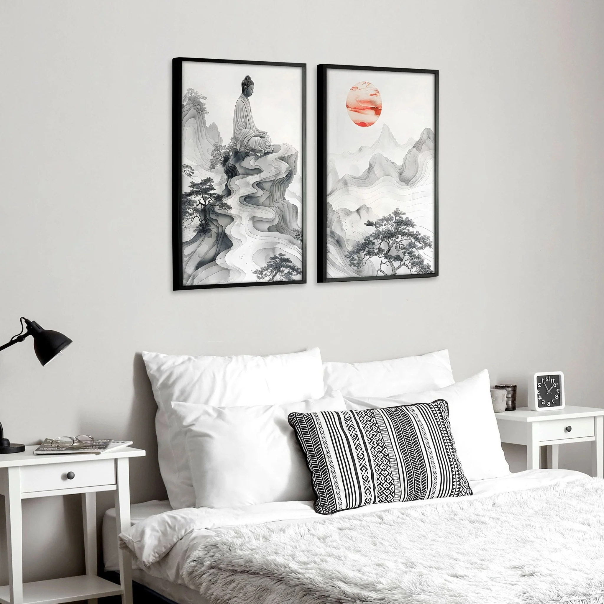 Wall Art Paint | Set of 2 Asian Inspired Wall art Prints