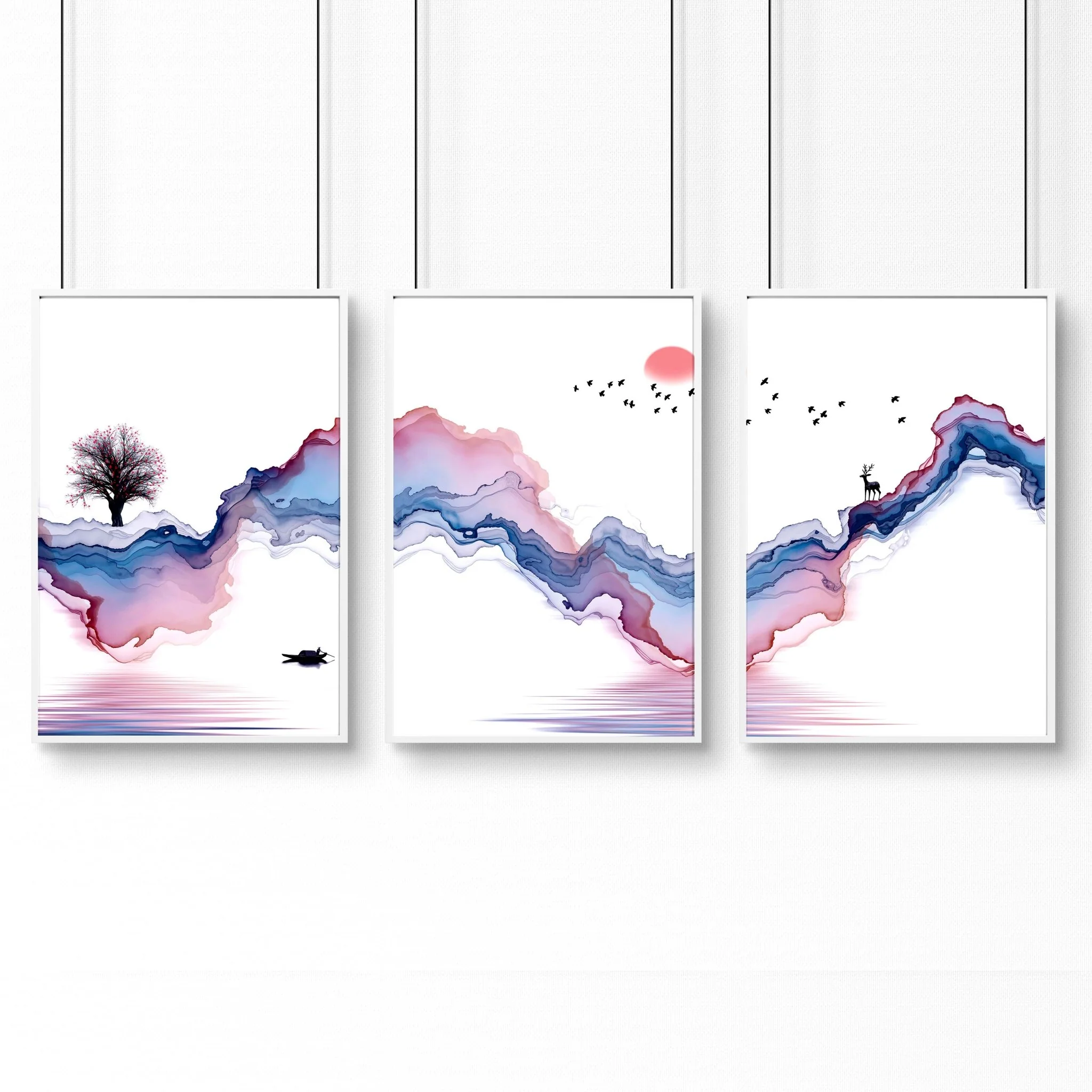 Wall art set of 3 | set of 3 Japanese wall art for office - Image 9